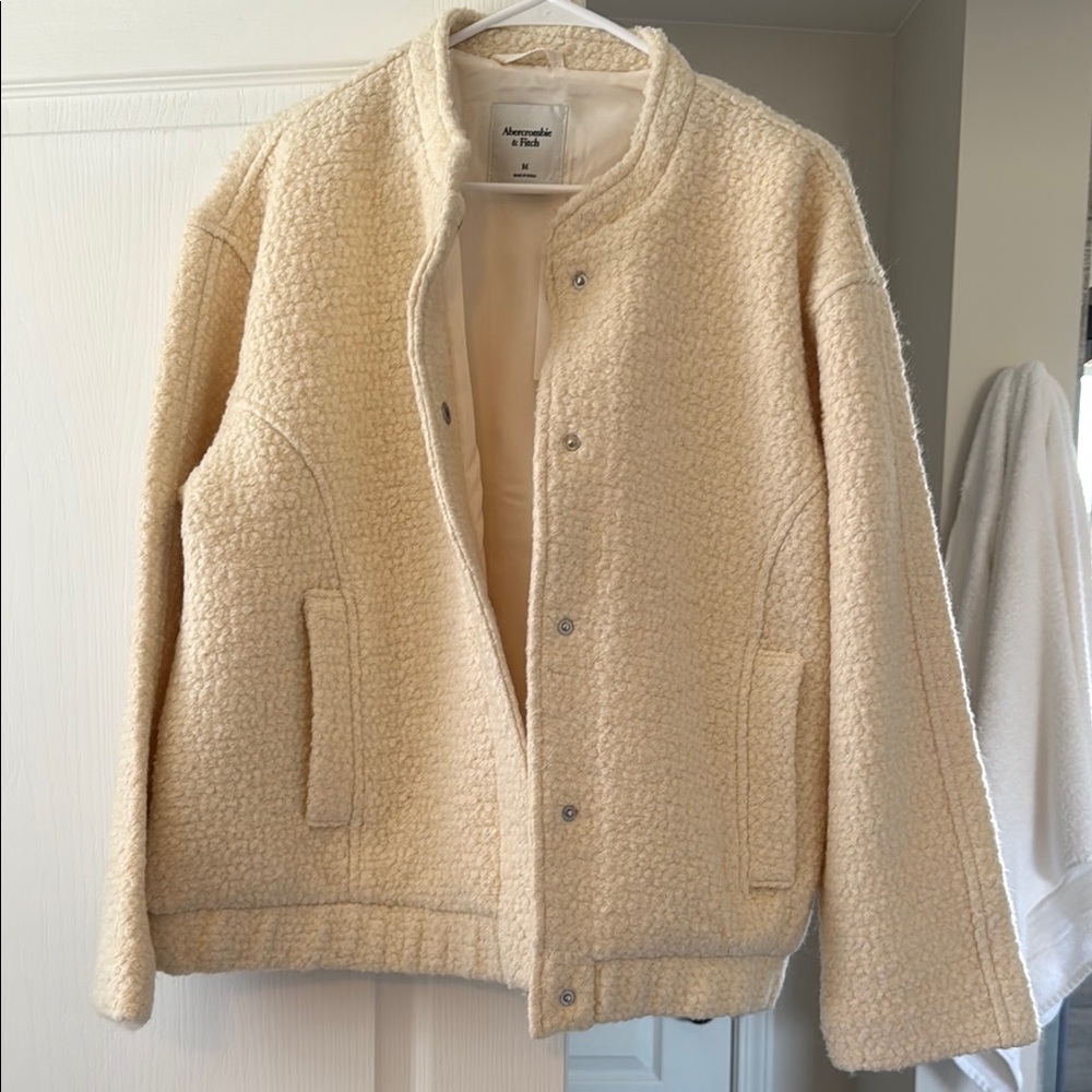 Abercrombie & Fitch Cream Bomber Jacket